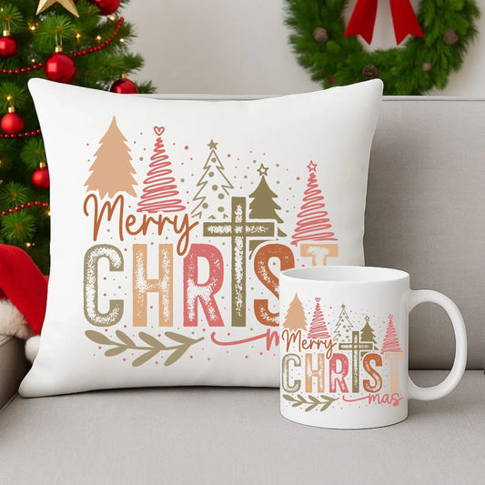 Merry Christmas | Świąteczny zestaw poduszka i kubek na Boże Narodzenie BN01 - StoryCups.pl