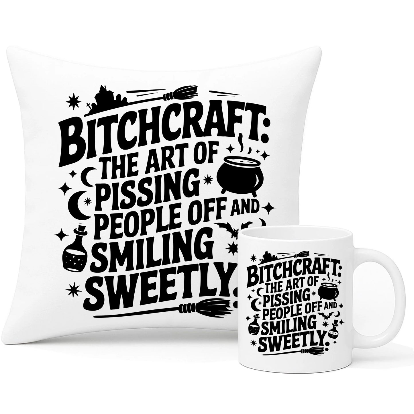 Zestaw poduszka i kubek na Halloween - Bitchcraft HL25 - StoryCups.pl