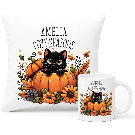 Zestaw poduszka i kubek jesieniara - Cozy Seasons - personalizowany JS01 - StoryCups.pl