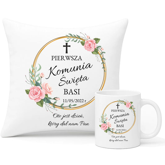 Zestaw na prezent poduszka i kubek z nadrukiem