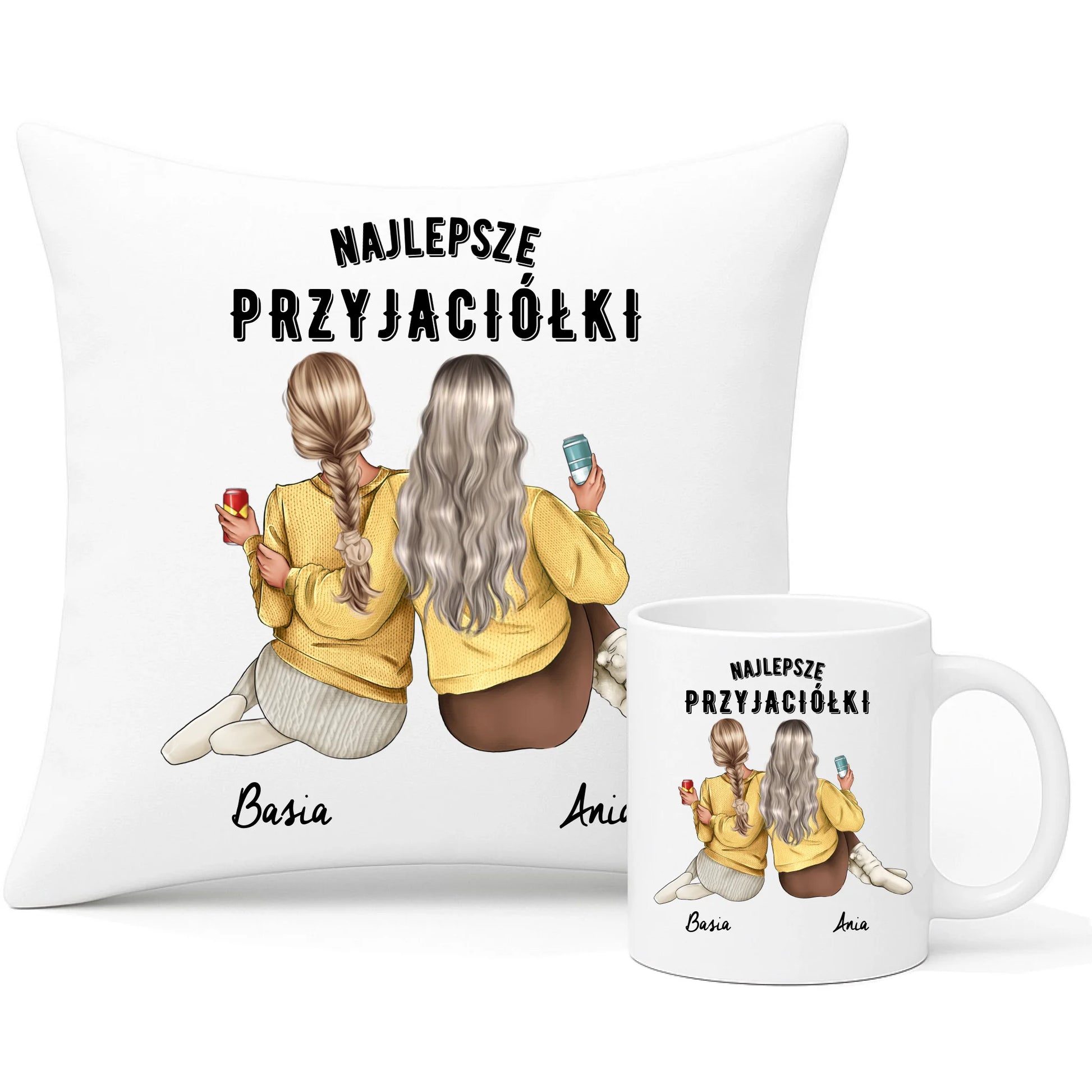 Zestaw na prezent poduszka i kubek z nadrukiem