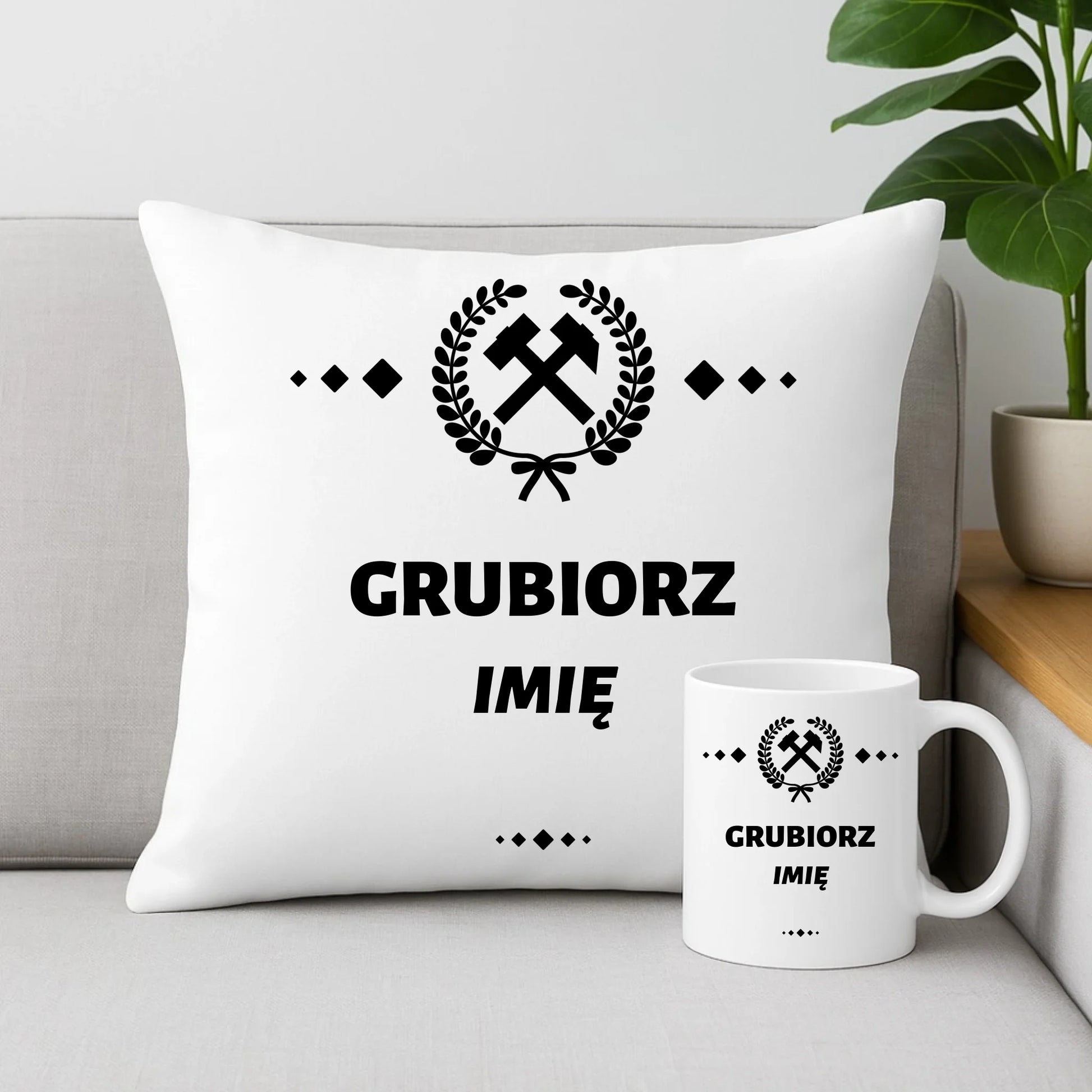 Zestaw poduszka i kubek z nadrukiem na prezent