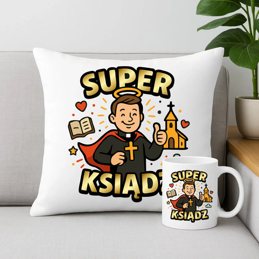 Zestaw poduszka i kubek z nadrukiem na prezent