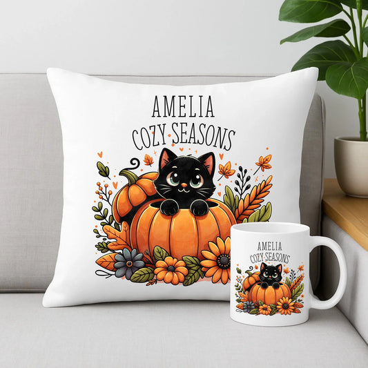 Zestaw poduszka i kubek jesieniara - Cozy Seasons - personalizowany JS01 - StoryCups.pl