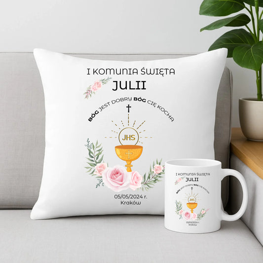 Zestaw poduszka i kubek z nadrukiem na prezent