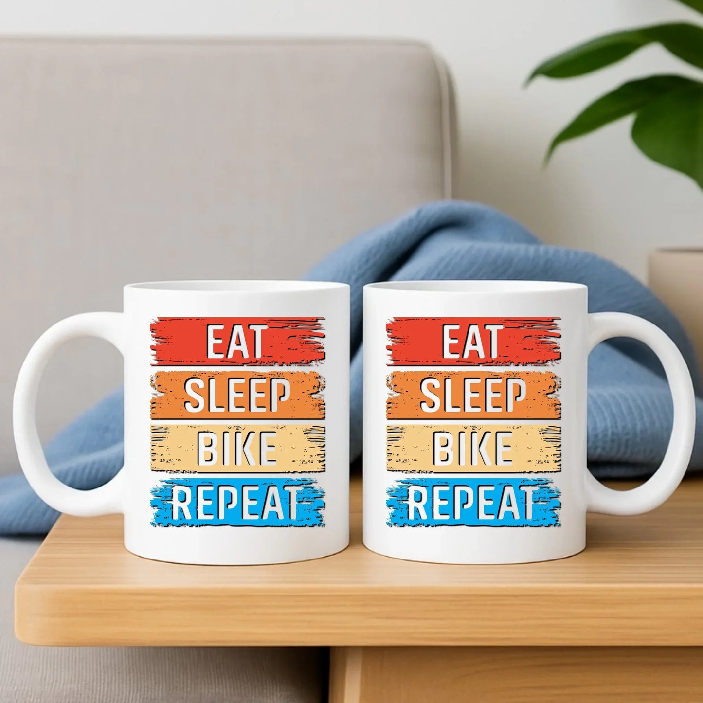 Eat Sleep Bike Repeat | Zestaw poduszka i kubek dla rowerzysty HR03 - StoryCups.pl