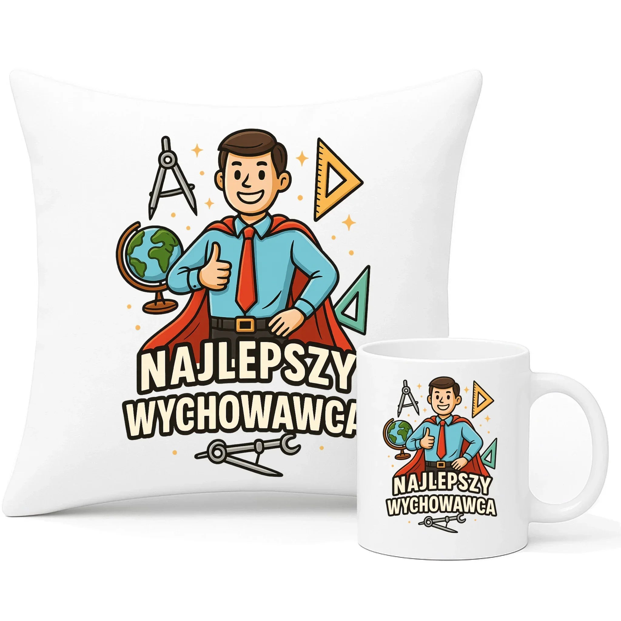 Najlepszy wychowawca | Zestaw poduszka i kubek prezent dla wychowawcy N21 - StoryCups.pl