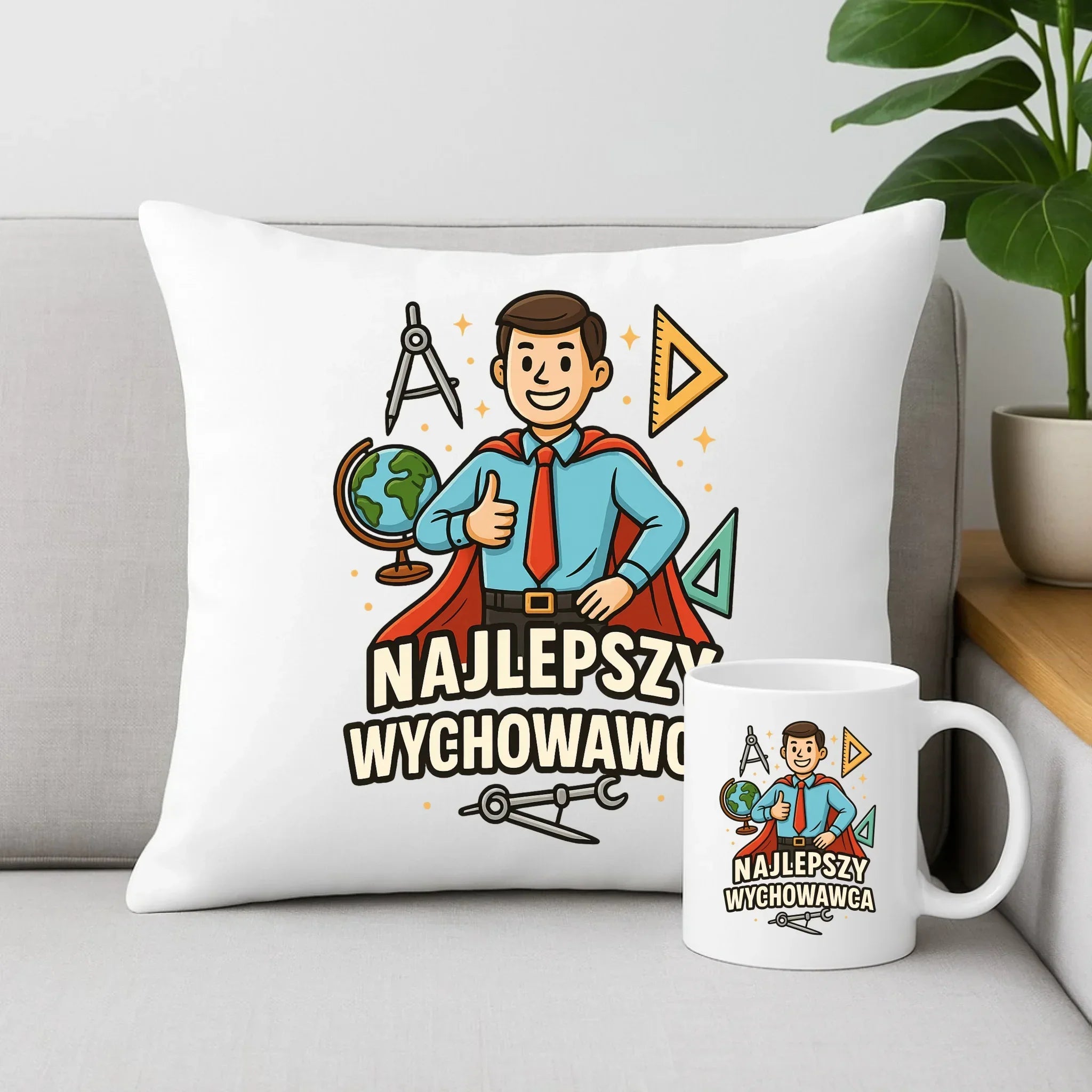 Najlepszy wychowawca | Zestaw poduszka i kubek prezent dla wychowawcy N21 - StoryCups.pl