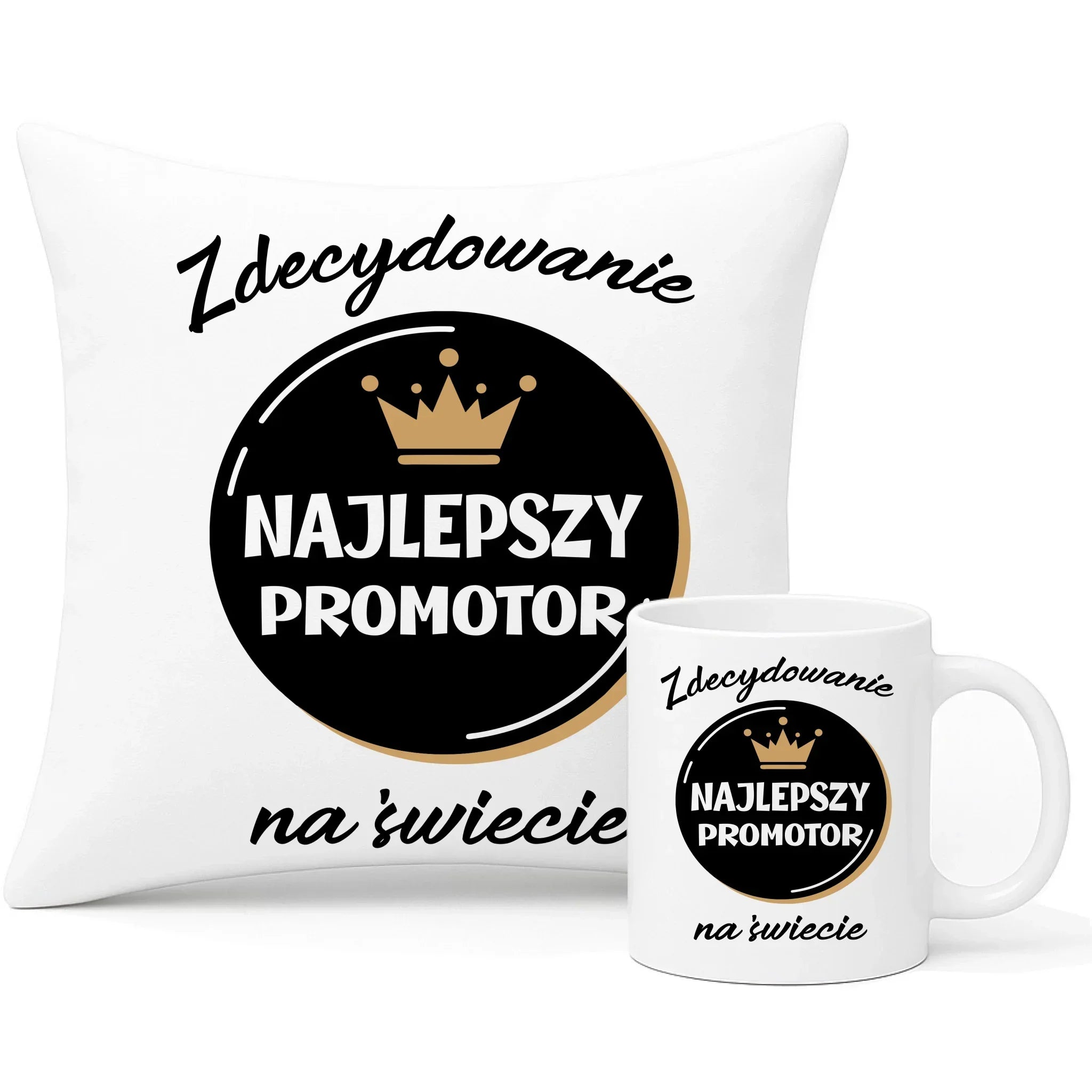 Najlepszy promotor | Zestaw poduszka i kubek prezent dla promotora N67 - StoryCups.pl