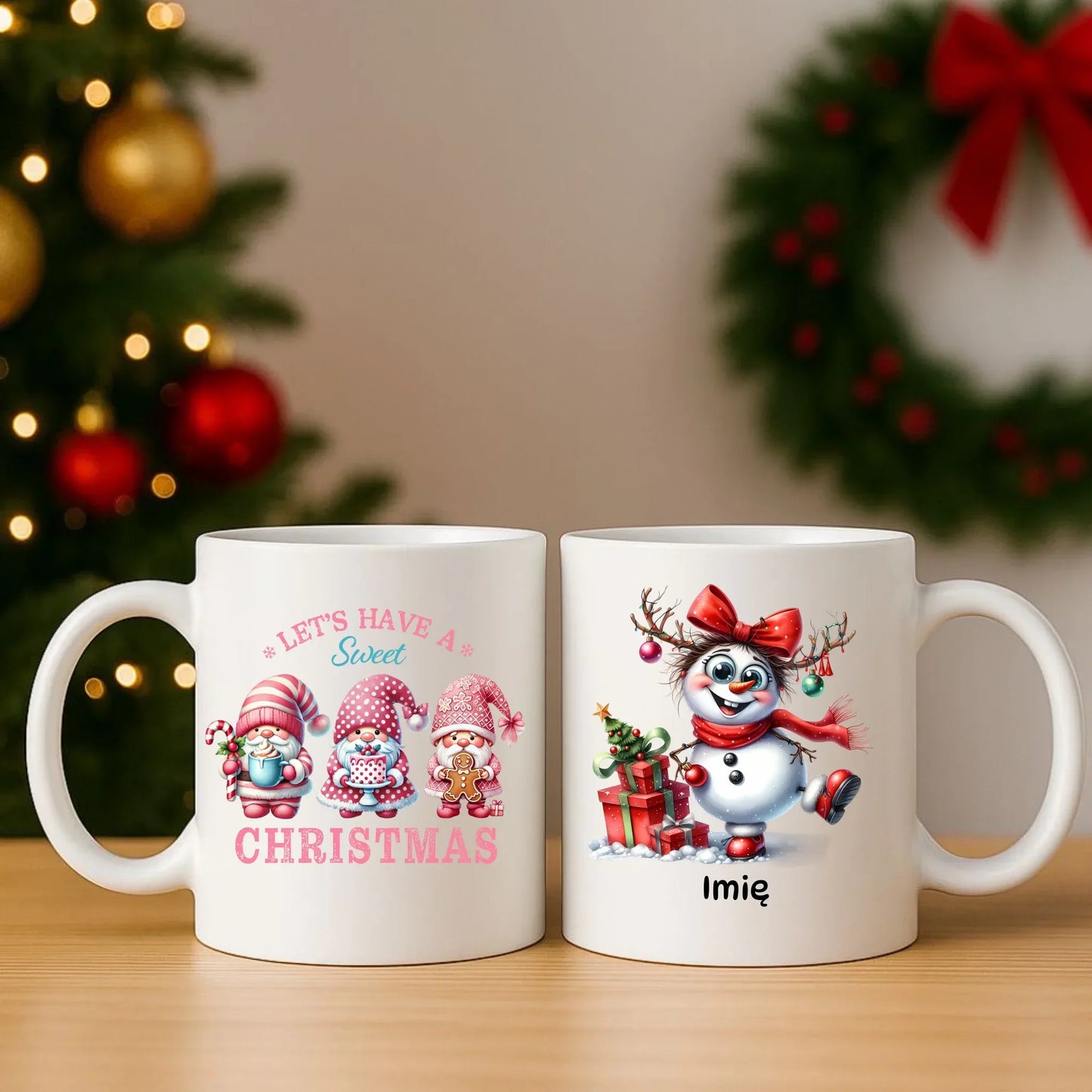 Bałwanek | Personalizowany zestaw świąteczny poduszka i kubek BN123 - StoryCups.pl