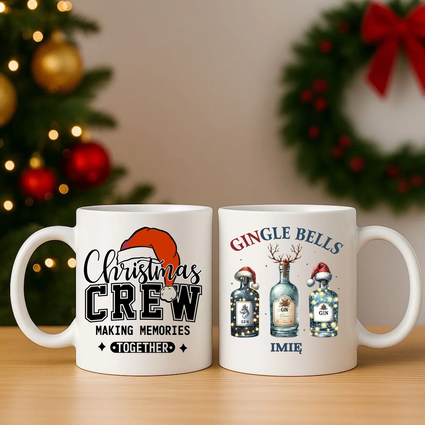 Gingle bells | Personalizowany zestaw świąteczny poduszka i kubek BN68 - StoryCups.pl