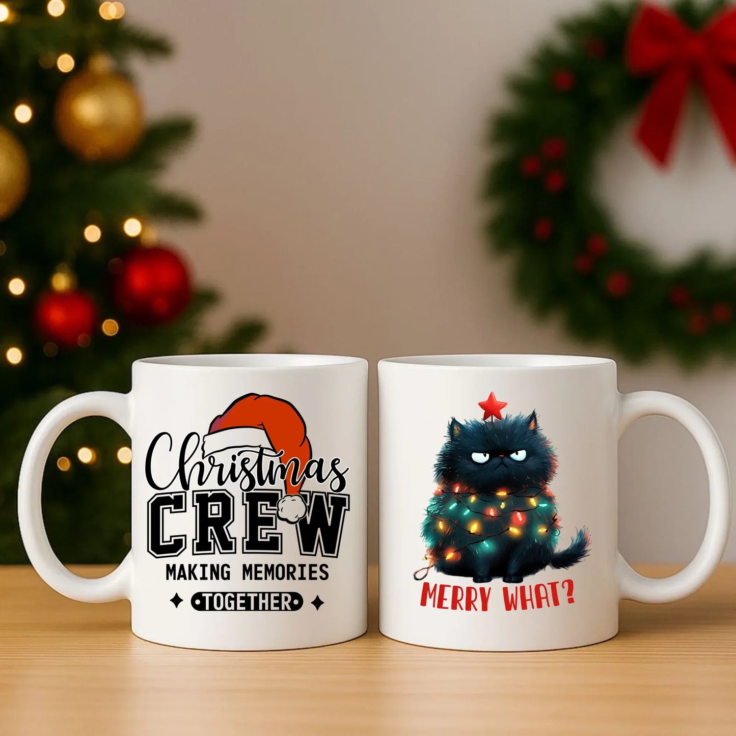 Merry what? | Świąteczny zestaw poduszka i kubek BN37 - StoryCups.pl
