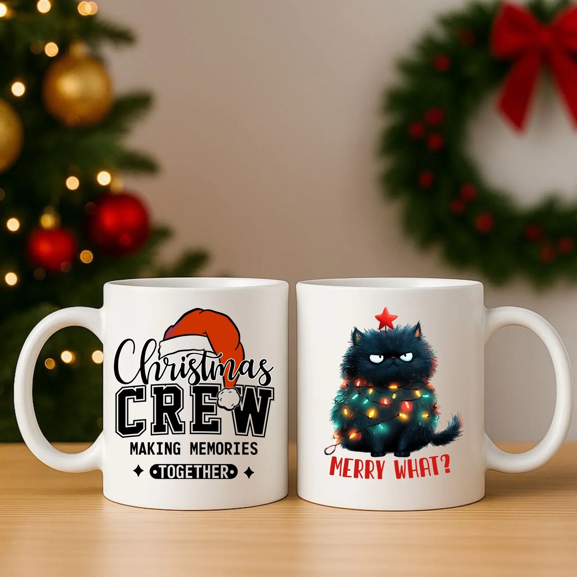 Merry what? | Świąteczny zestaw poduszka i kubek BN37 - StoryCups.pl