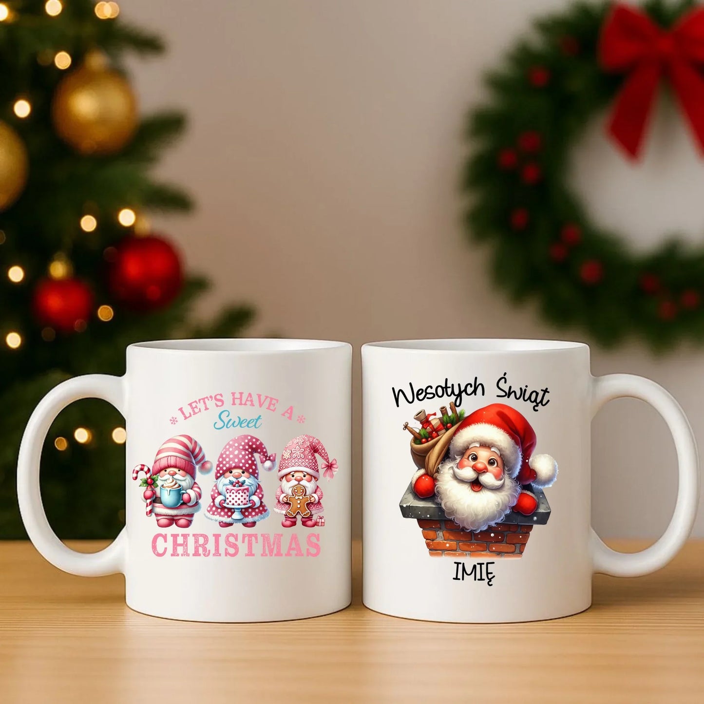 Mikołaj | Świąteczny zestaw poduszka i kubek z imieniem BN08 - StoryCups.pl