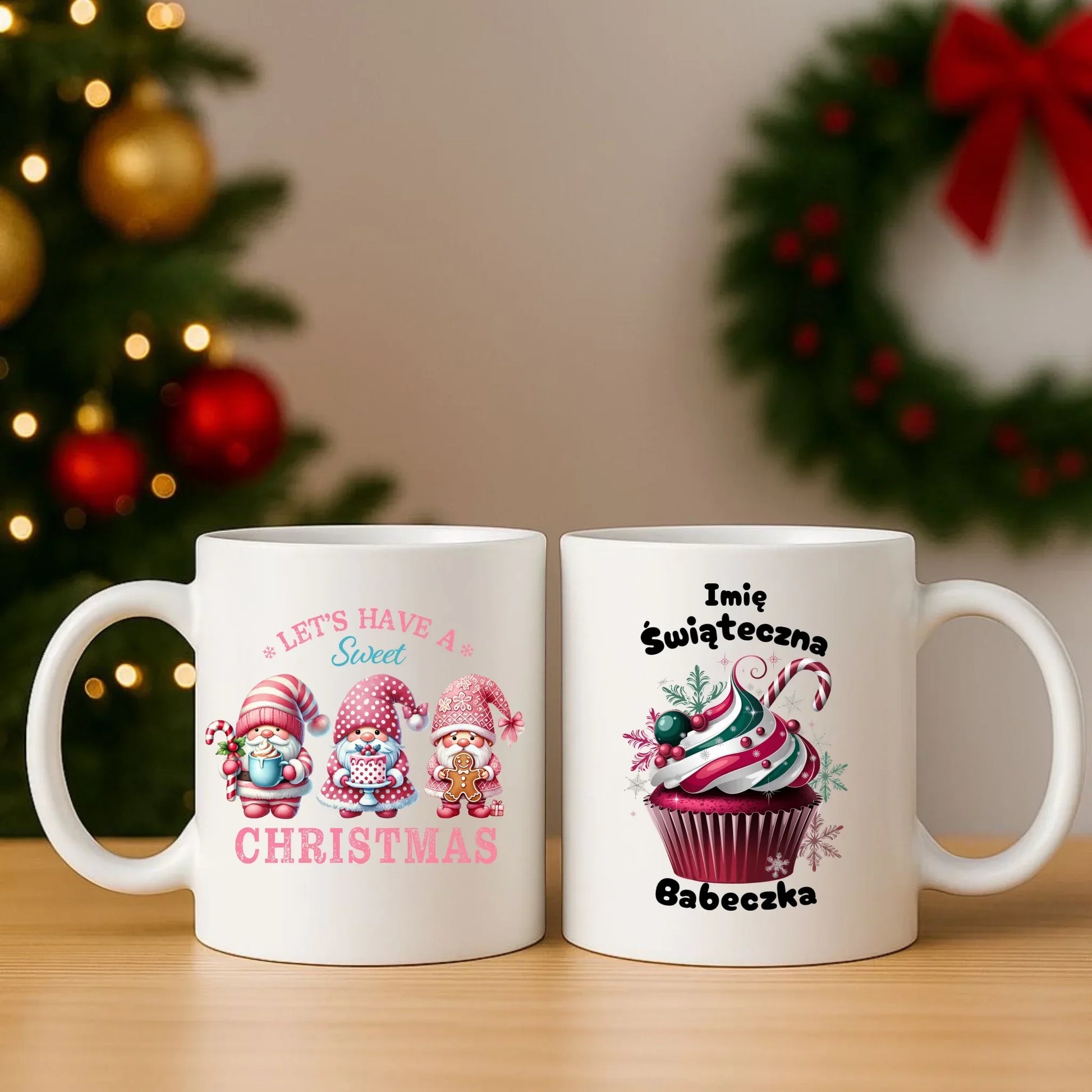 Świąteczna Babeczka | Personalizowany zestaw poduszka i kubek na święta BN30 - StoryCups.pl
