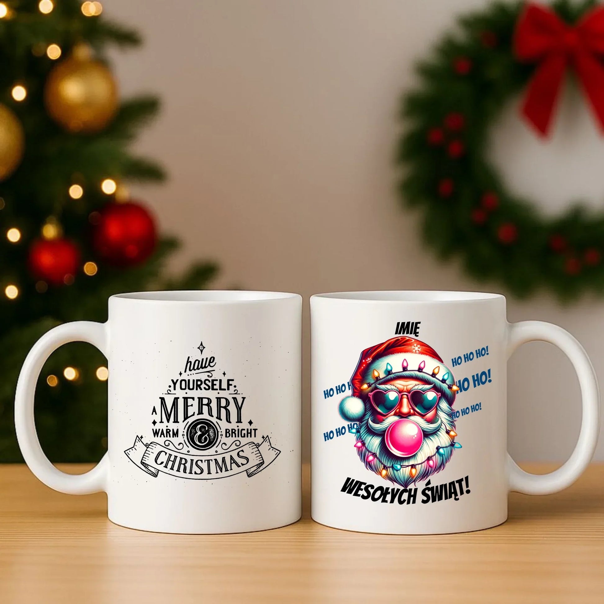 Mikołaj | Świąteczny zestaw poduszka i kubek z imieniem na Mikołajki BN17 - StoryCups.pl