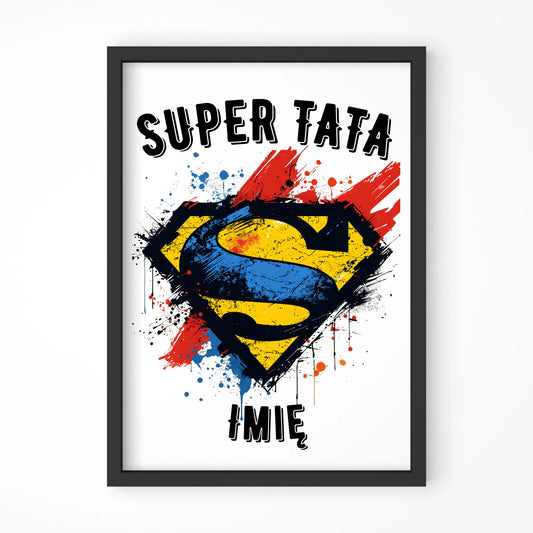Super tata imię | Plakat w ramie dla taty DT07