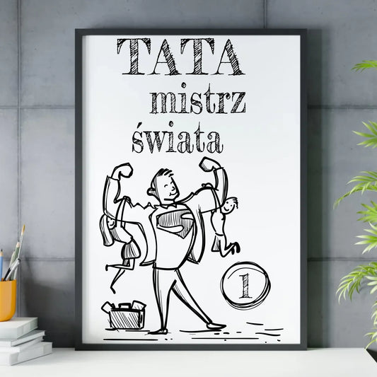 Prezent dla taty - obraz w ramie z personalizowanym nadrukiem - Dzień Ojca, Święta, urodziny