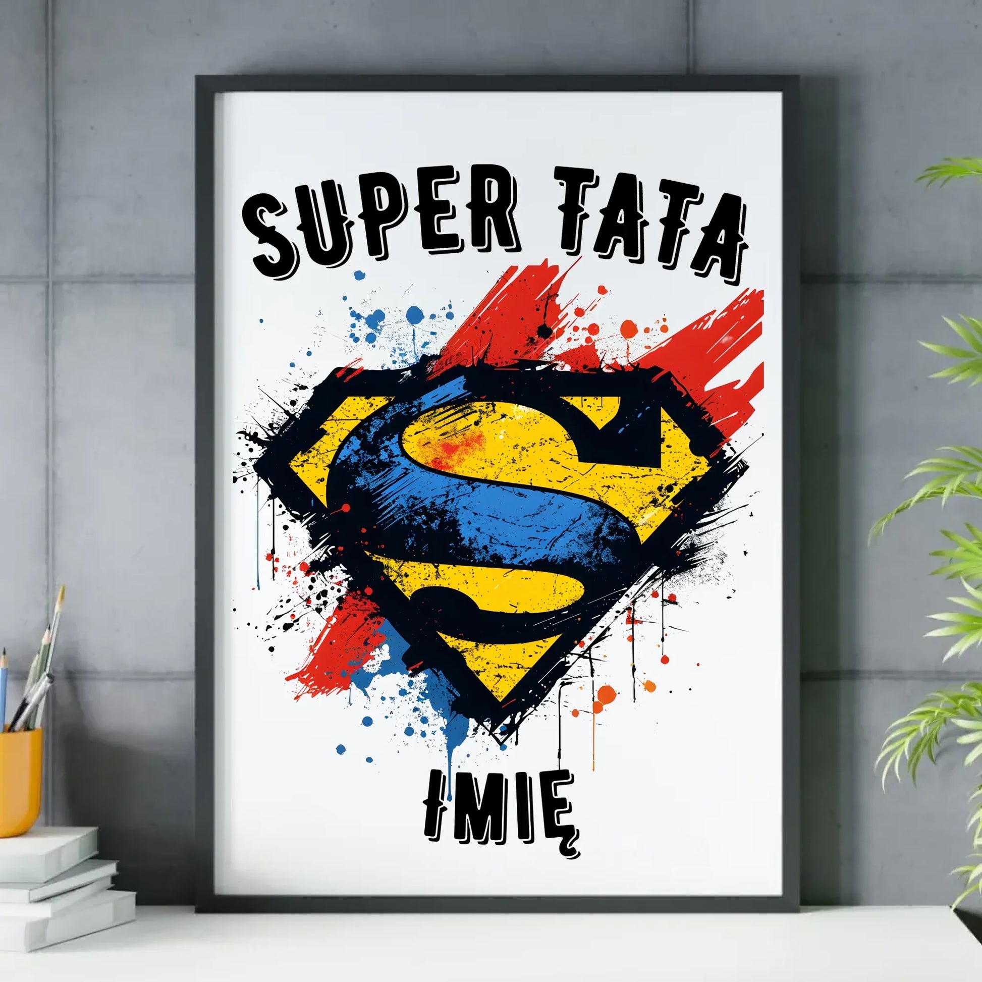 Super tata imię | Plakat w ramie dla taty DT07 - StoryCups.pl