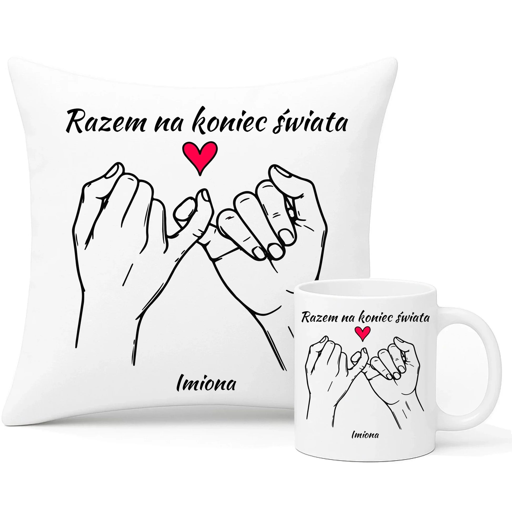 Razem na koniec świata | Zestaw poduszka i kubek W60 - StoryCups.pl
