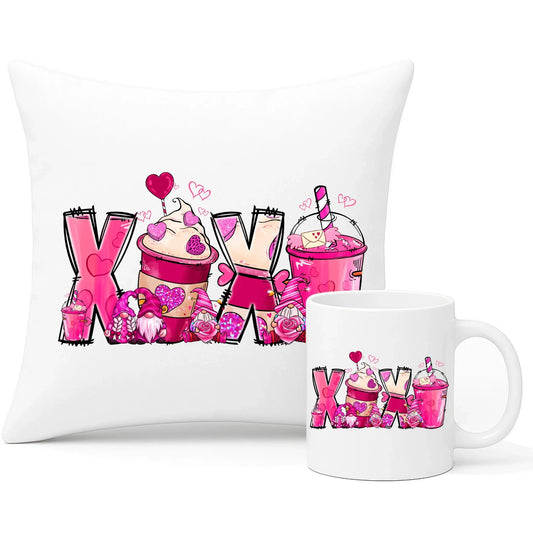 XOXO | Zestaw poduszka i kubek W50 - StoryCups.pl