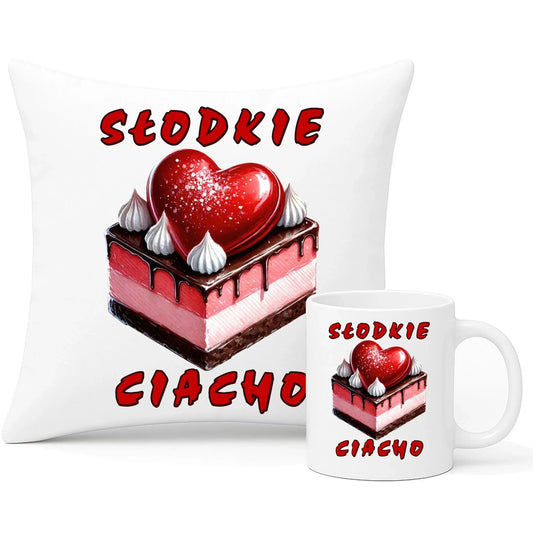 Słodkie ciacho | Zestaw poduszka i kubek W36 - StoryCups.pl