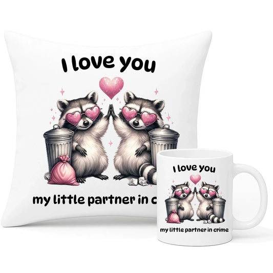 My little partner in crime | Zestaw poduszka i kubek W27 - StoryCups.pl