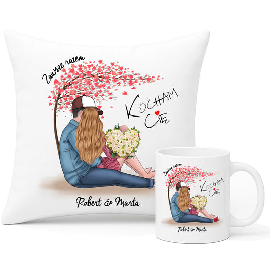 Zestaw poduszka i kubek - prezent dla par - Zawsze razem - personalizowany W04 - StoryCups.pl