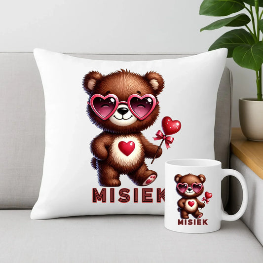 Misiek | Zestaw poduszka i kubek W34 - StoryCups.pl