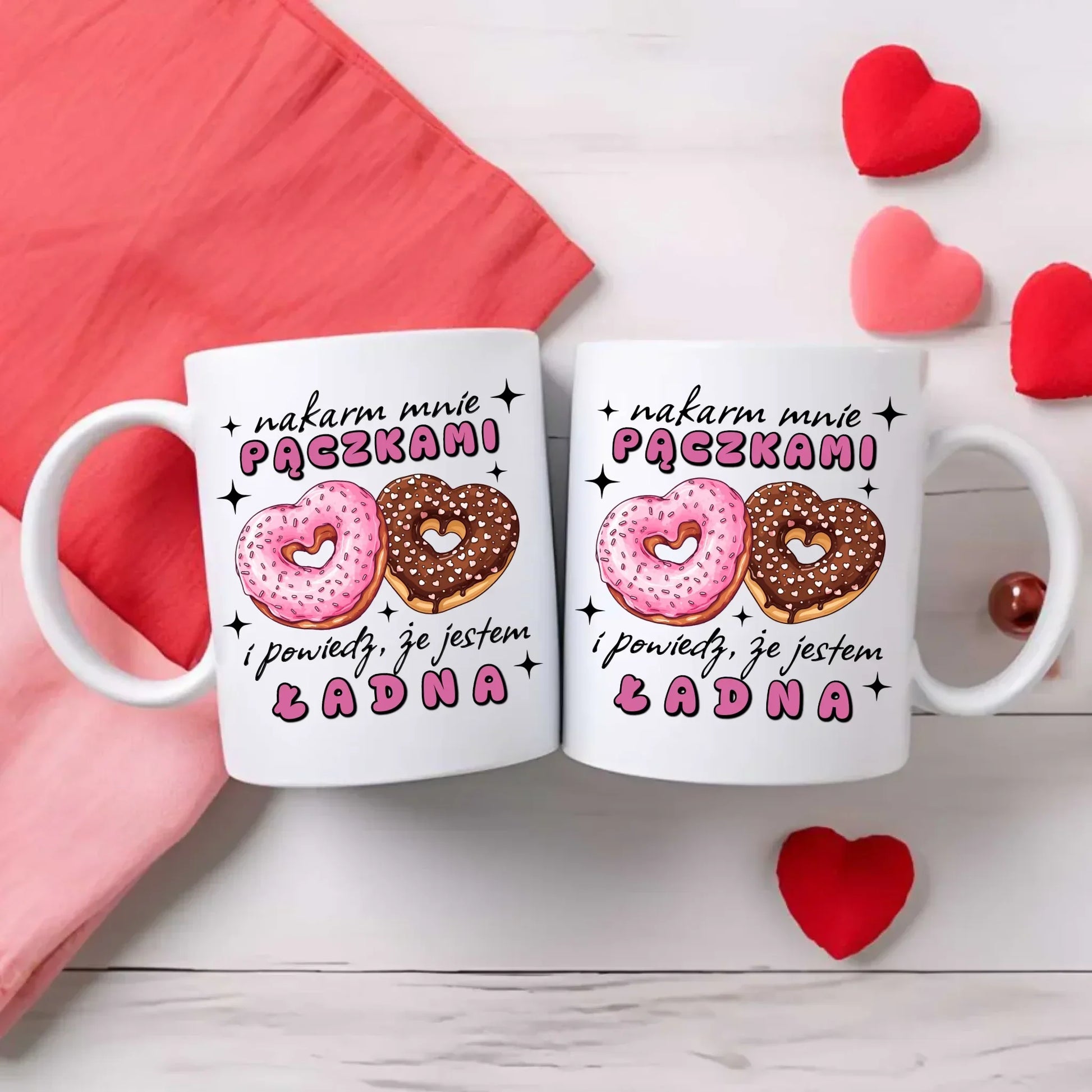 Nakarm mnie pączkami | Zestaw poduszka i kubek W59 - StoryCups.pl