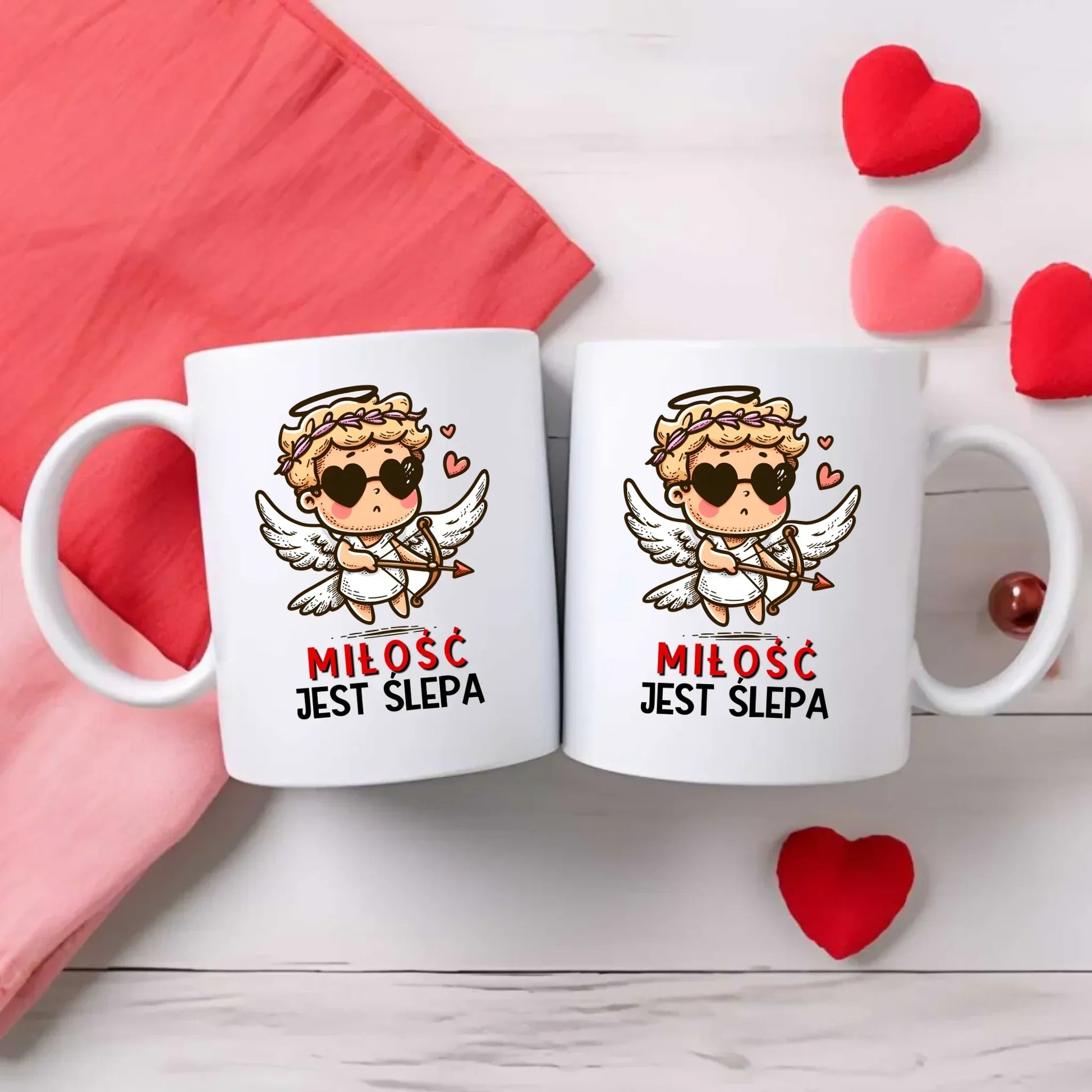 Miłość jest ślepa | Zestaw poduszka i kubek W48 - StoryCups.pl