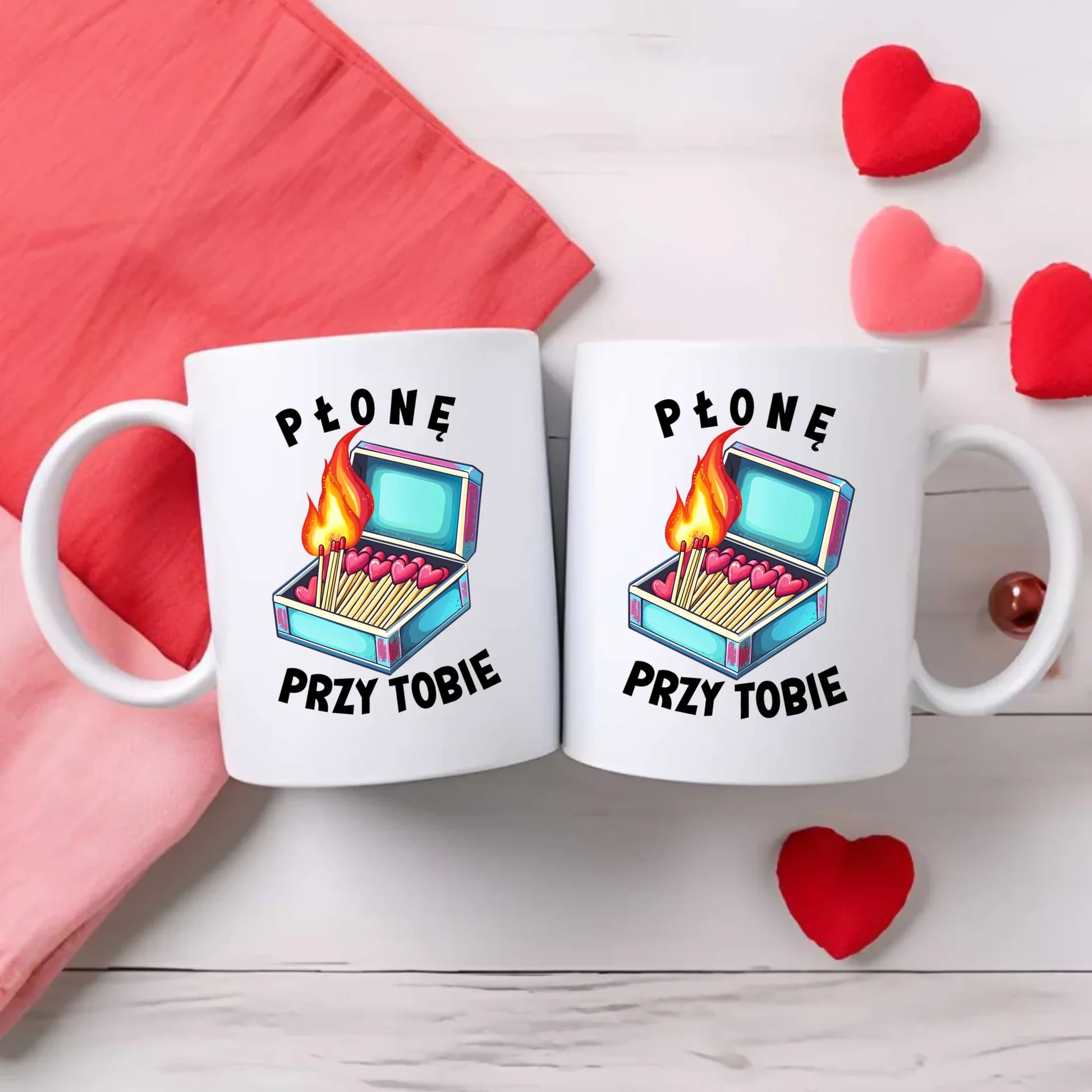 Płonę przy Tobie | Zestaw poduszka i kubek W39 - StoryCups.pl