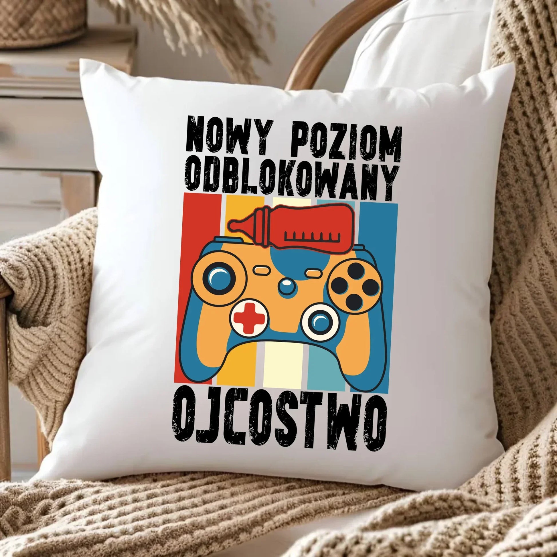 Nowy poziom odblokowany Ojcostwo | Poduszka dla taty DT24 - StoryCups.pl