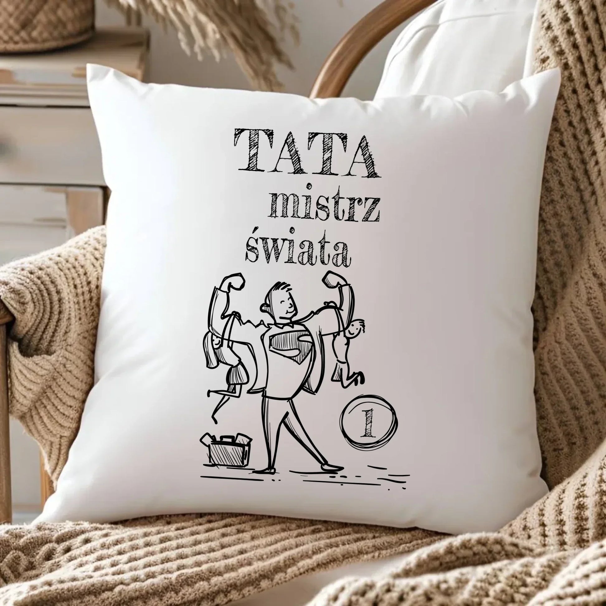 Tata Mistrz Świata | Poduszka dla taty DT36 - StoryCups.pl