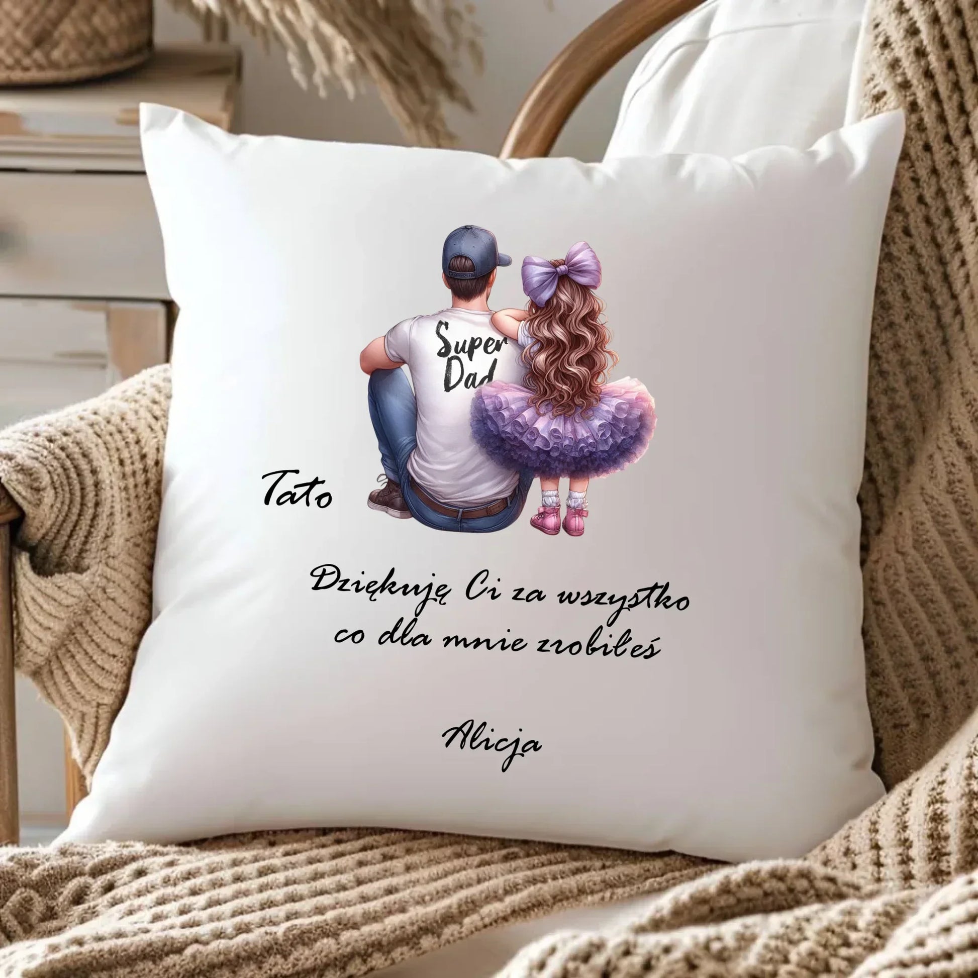 Tato dziękuję Ci | Poduszka z dedykacją dla taty DT14 - StoryCups.pl