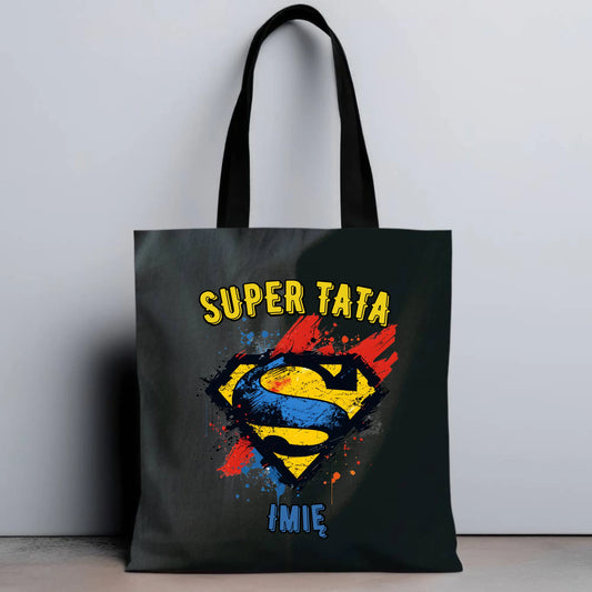 Personalizowana eco torba z nadrukiem dla taty - czarna - prezent dla taty, Dzień Ojca, Święta, Urodziny