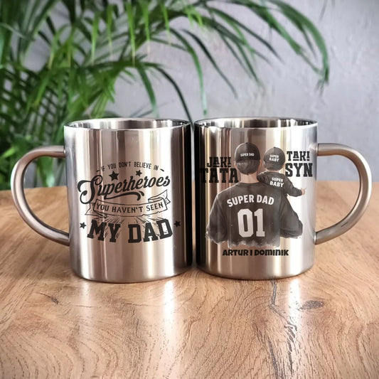 Metalowy kubek dla taty, prezent na Dzień Ojca, prezent dla taty
