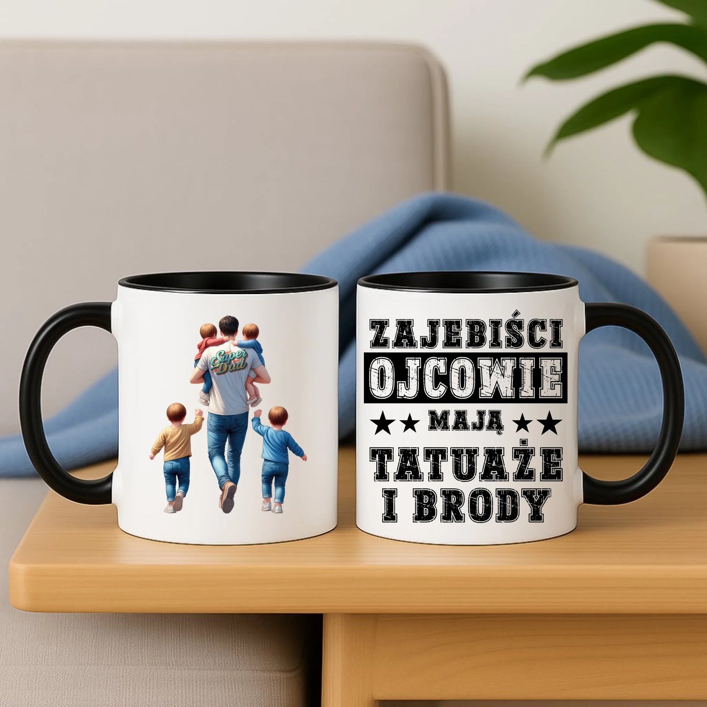 Czarny kubek z nadrukiem dla taty praktyczny prezent Dzień Ojca urodziny