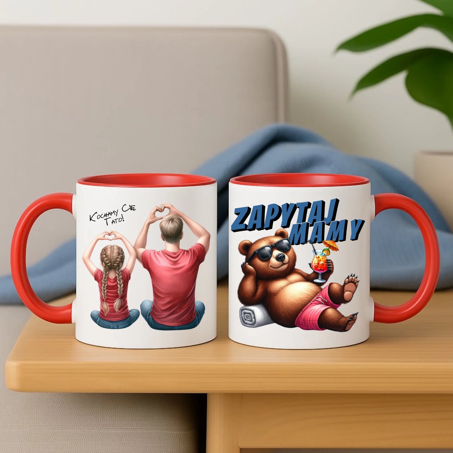 Personalizowany czerwony kubek dla taty na prezent Dzień Ojca Święta Urodziny