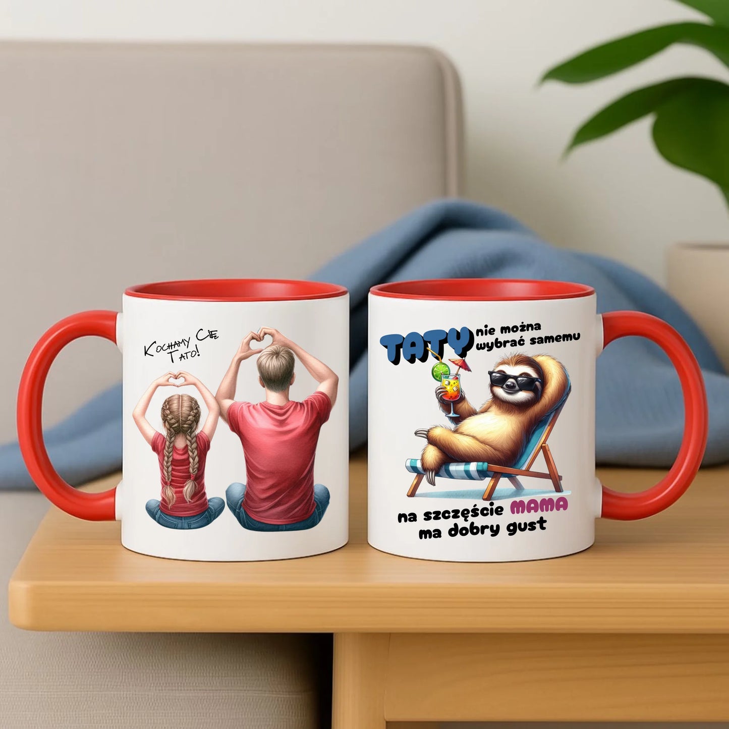 Personalizowany czerwony kubek dla taty na prezent Dzień Ojca Święta Urodziny