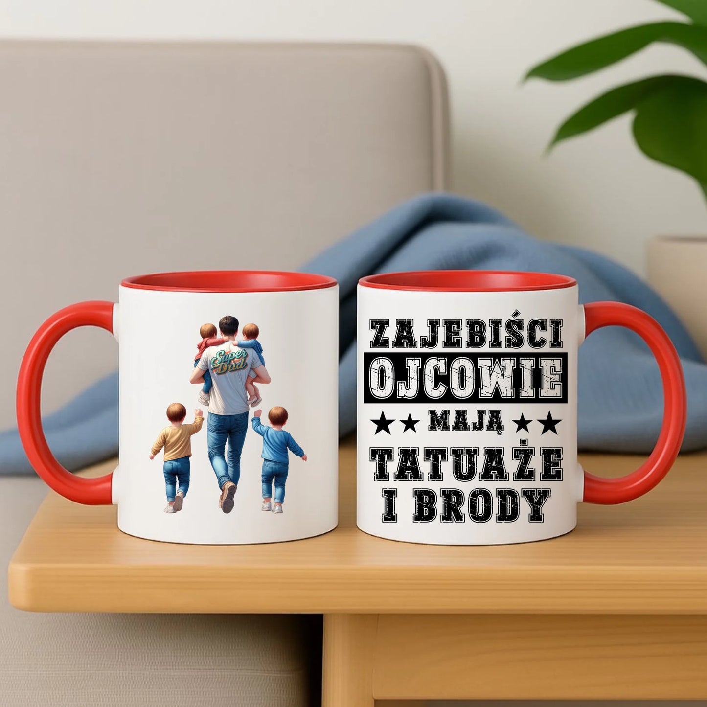 Personalizowany czerwony kubek dla taty na prezent Dzień Ojca Święta Urodziny