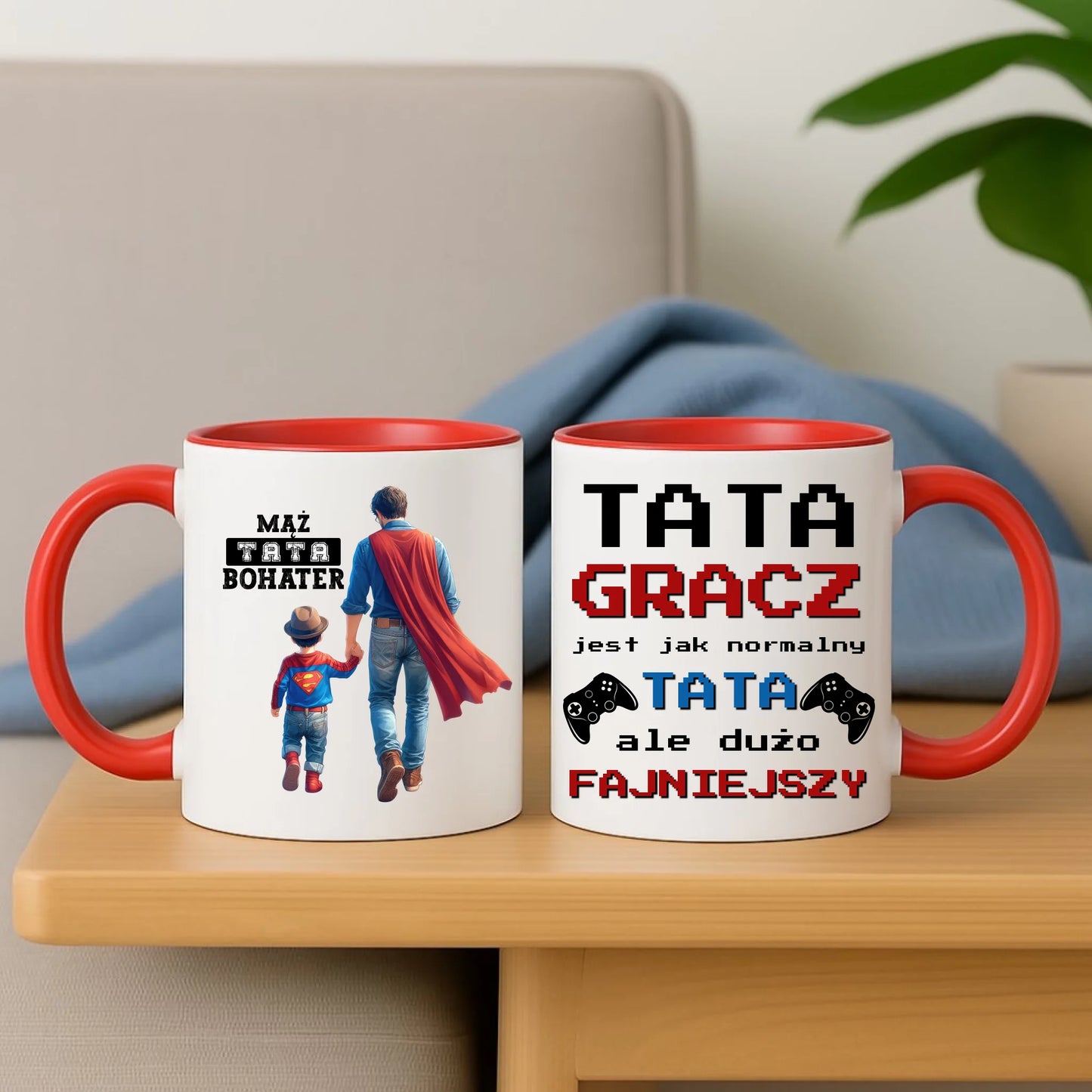 Personalizowany czerwony kubek dla taty na prezent Dzień Ojca Święta Urodziny