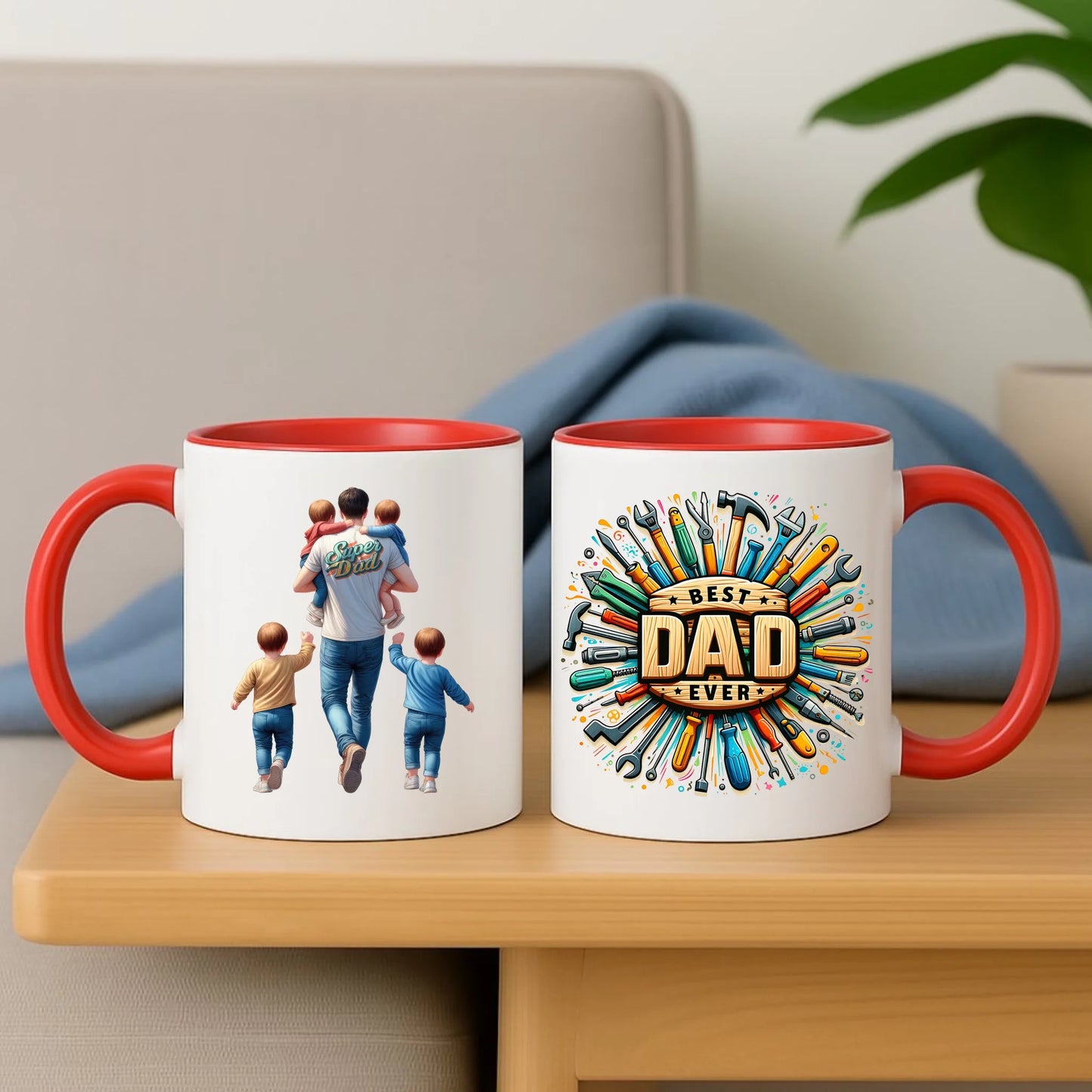 Personalizowany czerwony kubek dla taty na prezent Dzień Ojca Święta Urodziny