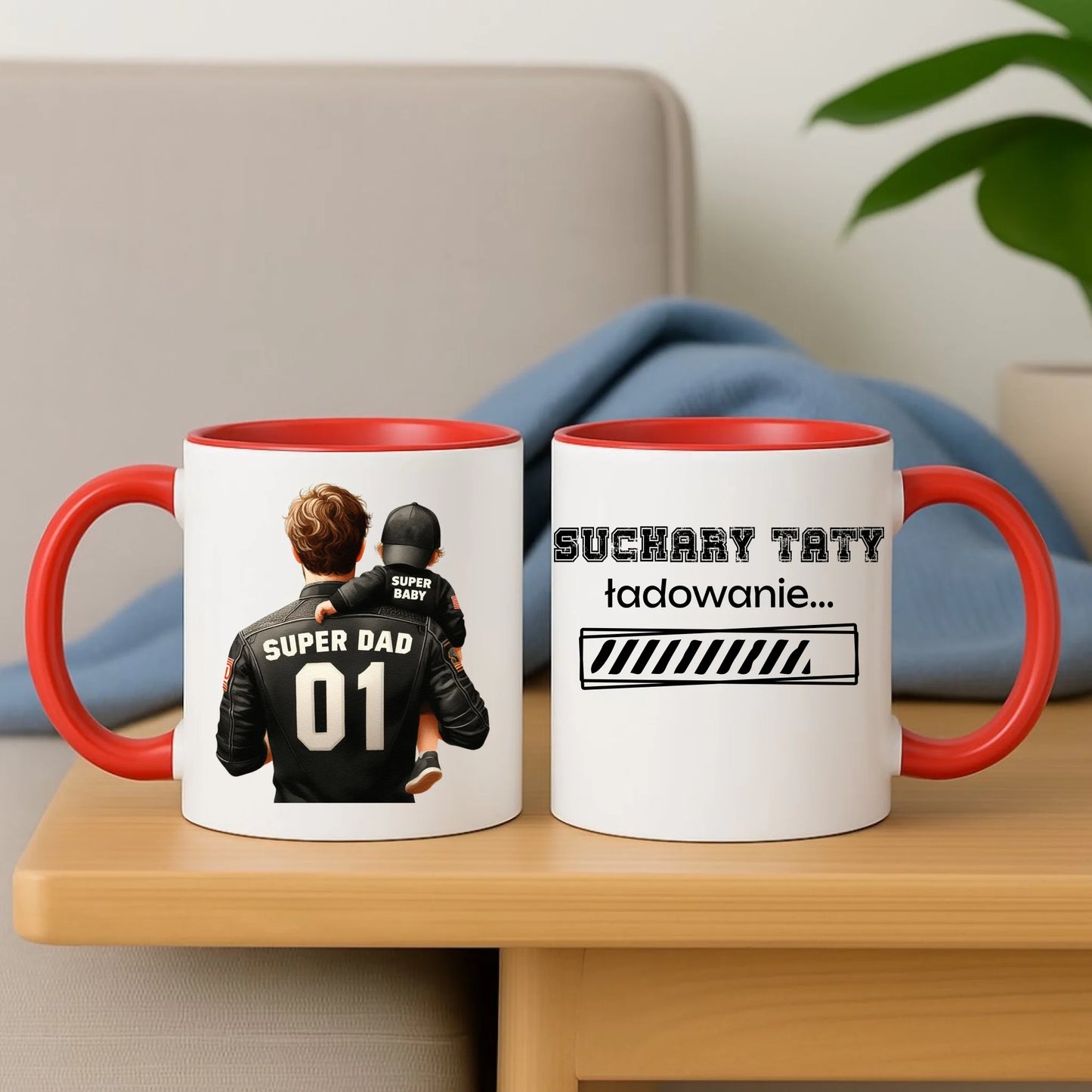 Personalizowany czerwony kubek dla taty na prezent Dzień Ojca Święta Urodziny
