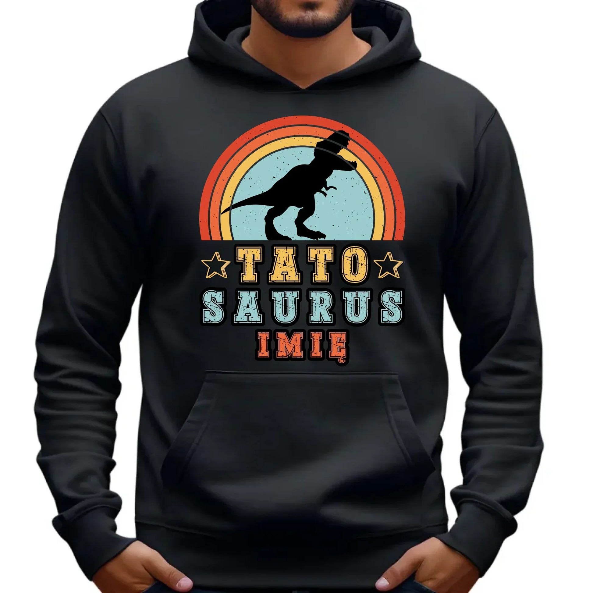 Tatosaurus + imię | Bluza męska z kapturem dla taty DT03 - StoryCups.pl