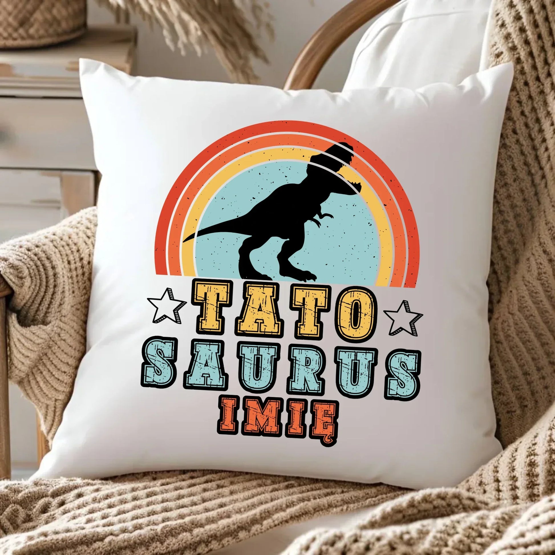 Tatosaurus + imię | Poduszka dla taty DT03 - StoryCups.pl