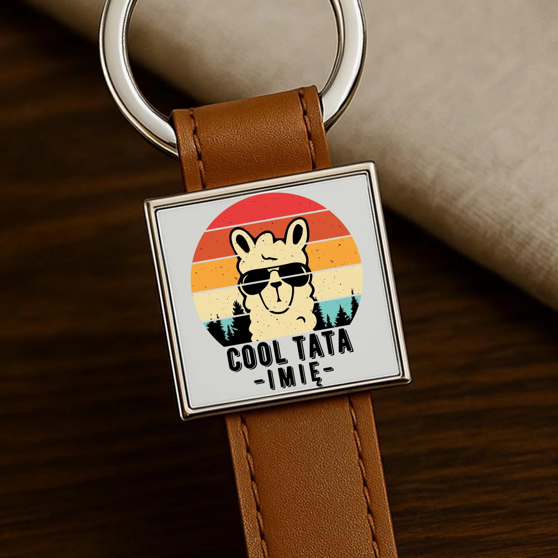 Brelok skórzany z nadrukiem prezent dla taty Dzień Ojca