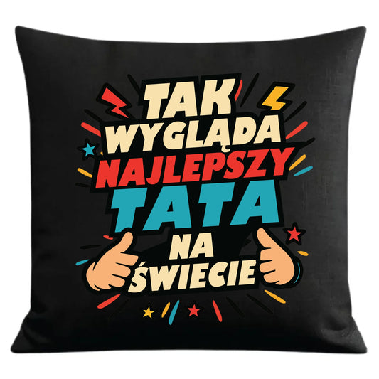 Prezent dla taty czarna poduszka dekoracyjna z nadrukiem