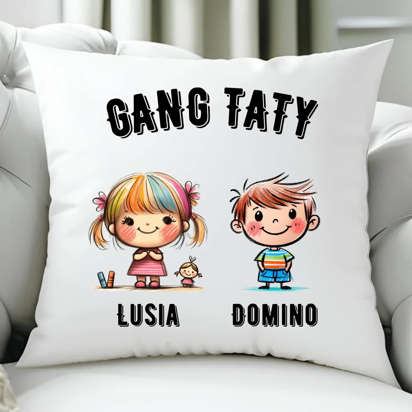 Gang Taty | Personalizowana poduszka z imionami dzieci dla taty DT09 - StoryCups.pl