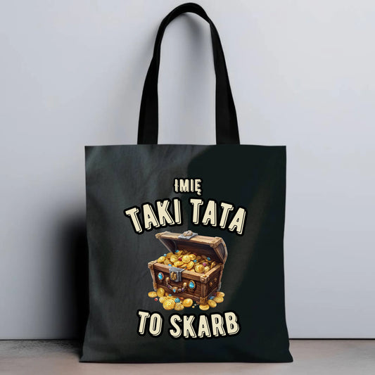 Personalizowana eco torba z nadrukiem dla taty - czarna - prezent dla taty, Dzień Ojca, Święta, Urodziny